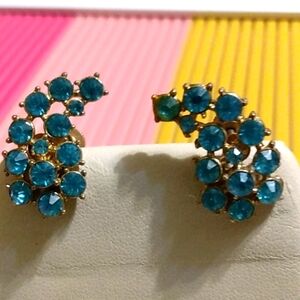 Vintage Coro MCM  blue screw back earrings